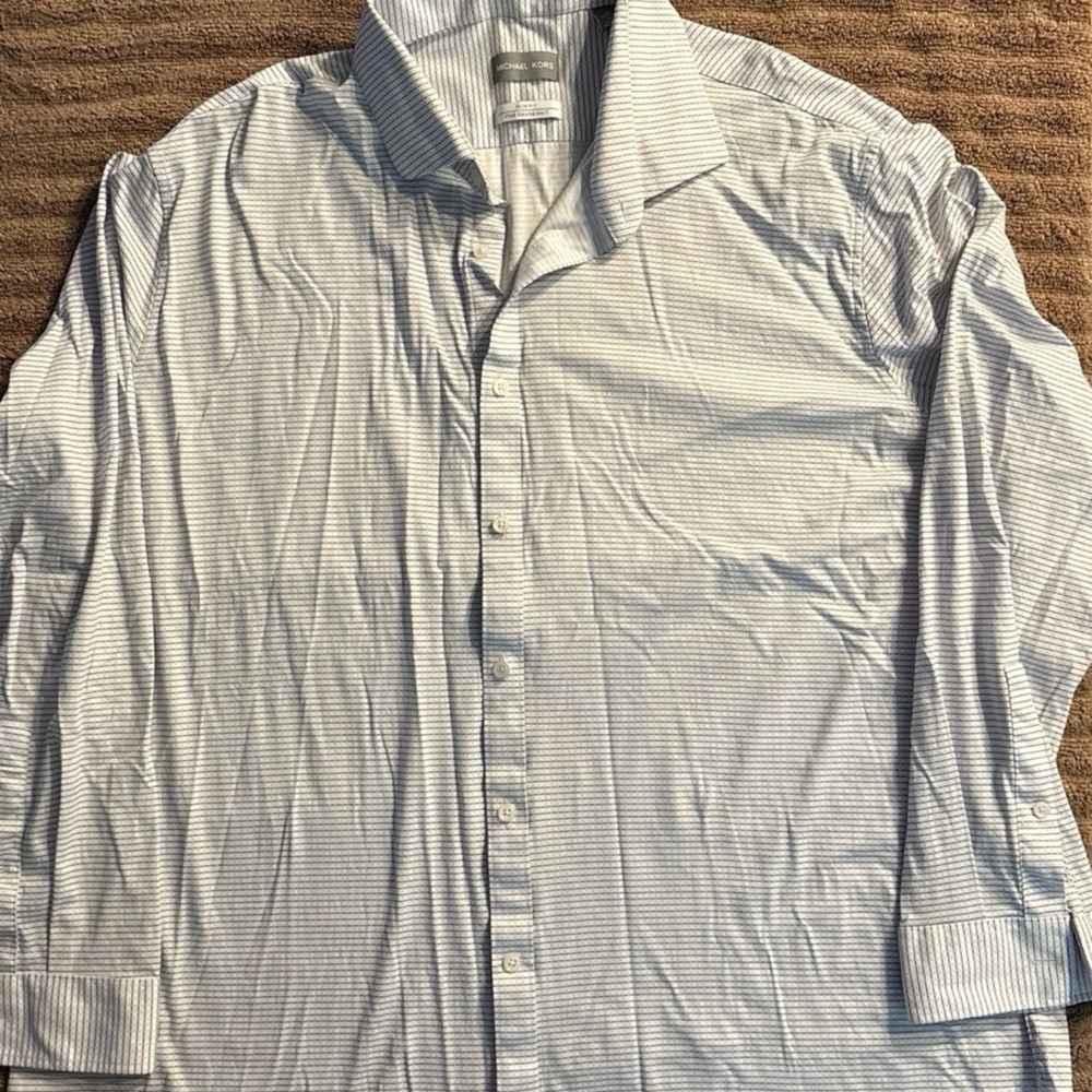 Michael Kors Light Blue Mens Long Sleeve Dress Shirt